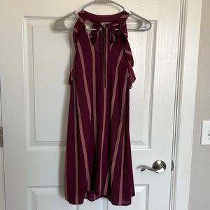 Maroon with pink stripes dress